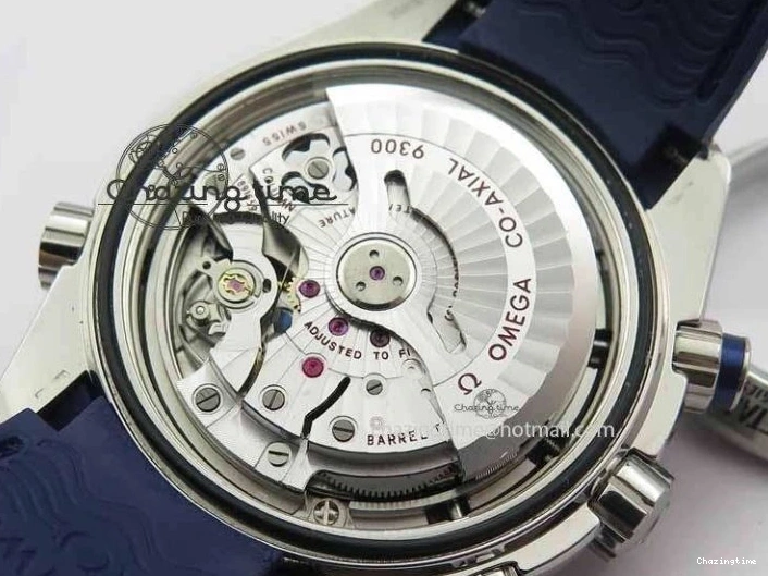 0508 Chic Planet Ocean Master Chrono 45mm SS OM 1:1 Best Edition Blue Dial On Blue Rubber Strap A 8172